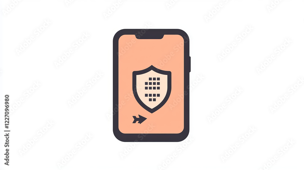 Poster secure mobile system software update color line icon. mobile phone driver upgrade, smartphone softwa