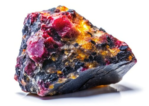High-resolution night shot: a lone diorite crystal, starkly isolated against a pure white backdrop.