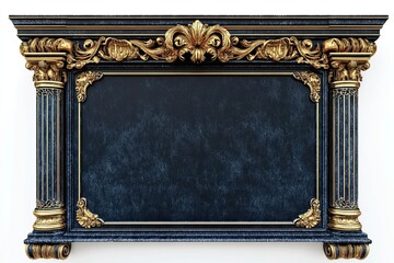 Ornate Gold And Dark Blue Rectangular Frame