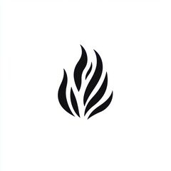 Stylized black flame icon representing fire, heat, and energy in a minimalist design suitable for various applications. Generative AI