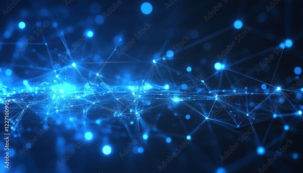 Poster abstract blue network connections representing data flow