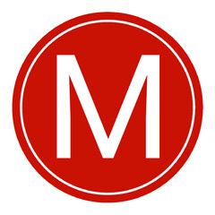 Letter M symbol element with red circle transparent background png, logo M red design © DLC