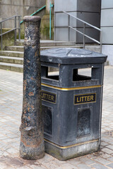 Street Bollard  that used to be a French Cannon in London, UK