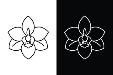 Orchid Flower Line Art. Timeless Logo Design Inspiration