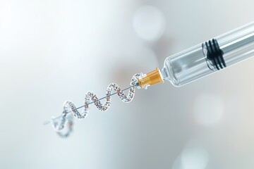 close-up shot of sterile cloning syringe injecting dna into research sample highly detailed biotech setting ensuring