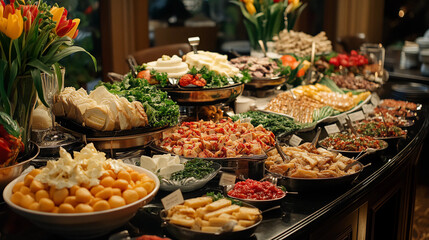 Fototapeta premium a table topped with lots of different types of food