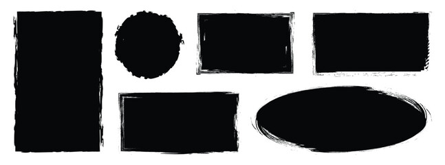 Set of black brush circle. Paint backgrounds and splatters. Vector illustration