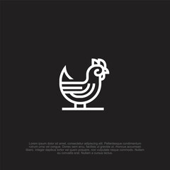 Minimalist outline line art chicken logo with clean and elegant strokes, a modern and simple representation perfect for farm branding, organic food, and restaurant identity