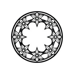 Fototapeta premium Design a captivating image merging celestial starburst patterns with intricate floral designs, creating a harmonious blend within a circular frame.