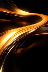 Obraz premium Abstract golden curves flowing over a dark background, emitting a glowing and luxurious effect.