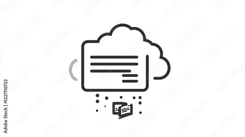 Poster database network server and cloud storage color line vector icon of internet technology. data server