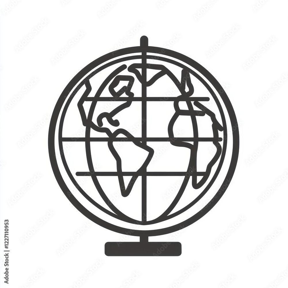 Poster detailed globe illustration showing countries and continents for educational use in schools and offi