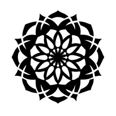 black and white silhouette mandala vector with white background