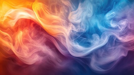 Obraz premium Abstract swirling smoke in vibrant orange and blue hues