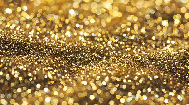 A shimmering background of golden glitter, creating a festive and luxurious atmosphere.
