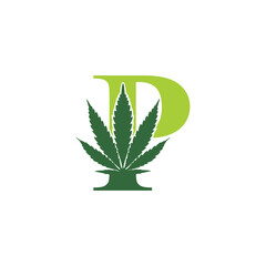 Letter P with Cannabis leaf