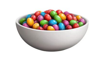 colorful candy in a bowl isolated on white background 