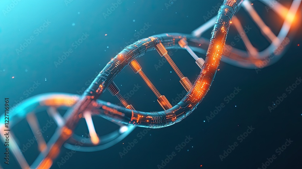 Poster sleek vector concept of futuristic biotech-inspired interface featuring abstract dna structures and 