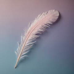 A delicate feather drifting gently, with subtle gradients of light pink, lavender, and soft blue.