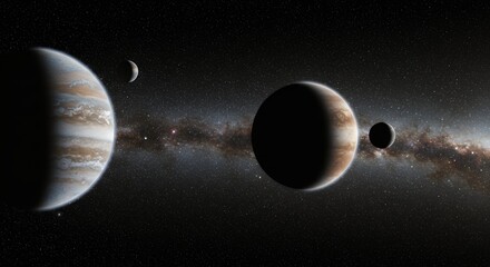 Naklejka premium Stunning Planets and Milky Way Galaxy Space Scene