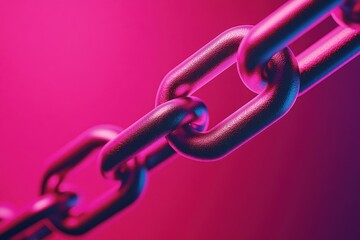 Obraz premium Futuristic Digital Chain Link Representing Secure and Transparent Blockchain Technology With Artistic Background and Emphasis on Encrypted Connection