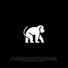 Simple flat modern apes monkey logo with a bold and playful design, suitable for branding, gaming, tech startups, and entertainment businesses