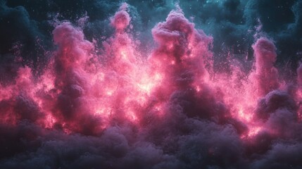 Pink and Teal Cosmic Cloudscape Fiery Nebula