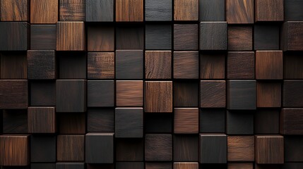 Textured Wooden Cubes in Grid Pattern