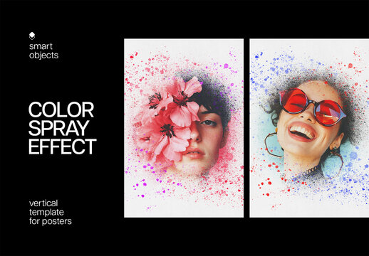 Color Spray Poster Photo Effect Mockup