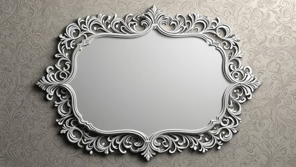 Ornate white frame on a textured floral background, perfect for elegant displays or invitations