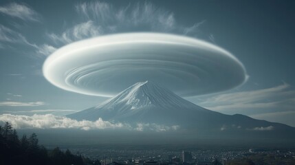 Majestic Mount Fuji under a Lenticular Cloud