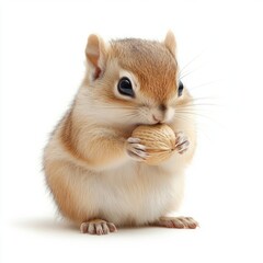 Fototapeta premium A cute chipmunk holding a nut in its paws.