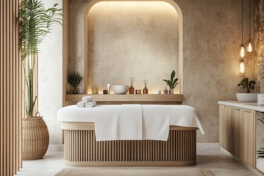 Cabinet in spa salon mockup 