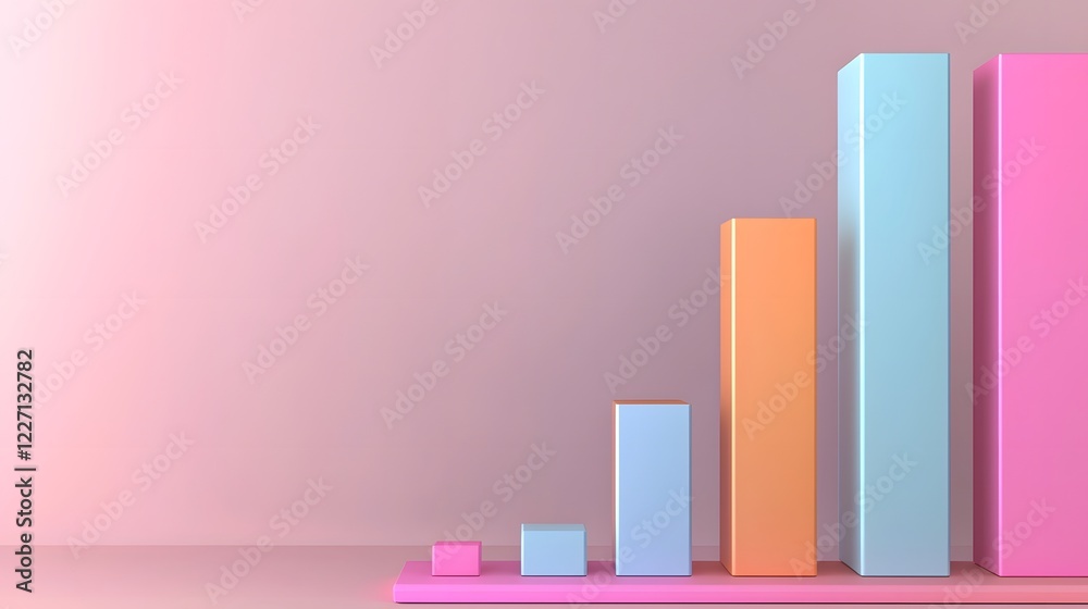 Aufkleber futuristic 3d iridescent bar graph rising dynamically symbolizing business growth success and innova