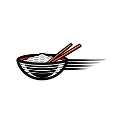 Design a minimalist, modern logo a sleek food bowl with chopsticks, conveying freshness and healthy Asian cuisine.  (1) signifies a series.