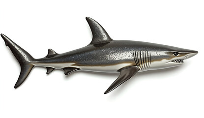 Fototapeta premium 3D realistic shark, white background, clipart in a flat design style with vivid colors and strong contrast between shadows and highlights. The artwork should convey the sense of speed and power 