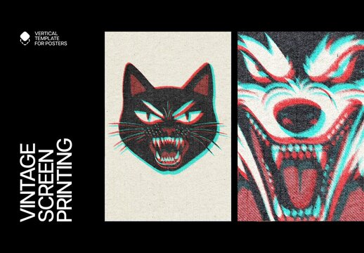 Vintage Screen Printing Design Poster Effect Mockup