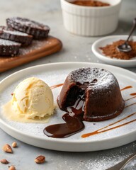 molten chocolate cake on a plate