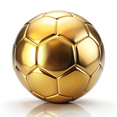 Shiny Gold Soccer Ball on White Background