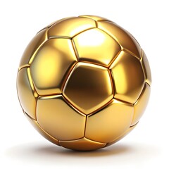 Shiny Gold Soccer Ball on White Background