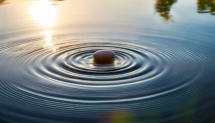 静かな池の水面に小石が落ちた瞬間、同心円状の波紋が広がるテクスチャ