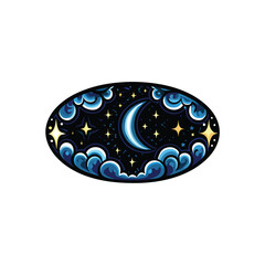 A breathtaking night sky, filled with glowing crescents and stars meticulously arranged in a celestial spiral pattern, evoking a sense of cosmic wonder.