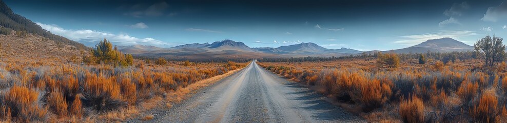 The gravel road meanders through the countryside, ending in the majestic rugged peaks of the Flinders Ranges mountains in South Australia