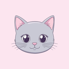 Cute Cat Head Cartoon Vector Icon Illustration