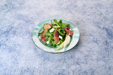 tasty and healthy salads in a plate on a beautiful background
