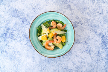 tasty and healthy salads in a plate on a beautiful background