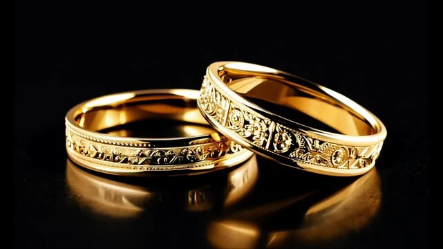 wedding rings on black background