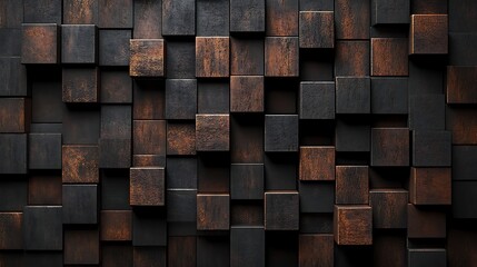Textured Wooden Cubes in Grid Pattern