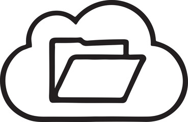 Simple cloud storage silhouette icon, ideal for data backup, file sharing, and online storage designs. Clean vector EPS for digital and web applications.