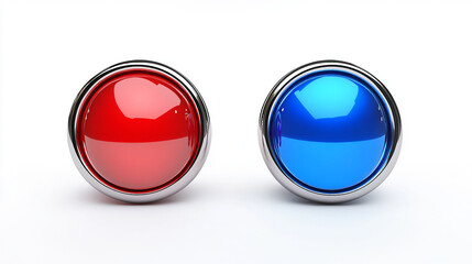 A red and a blue button with metallic rims simple set